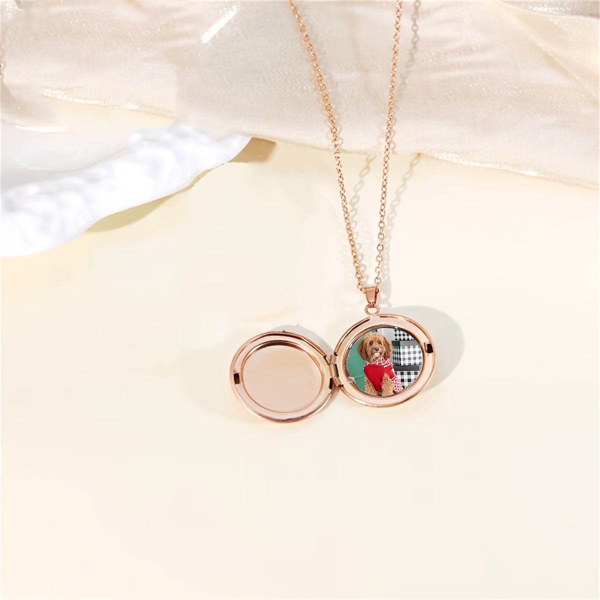 Customizable Round Locket Necklace with Picture/Text